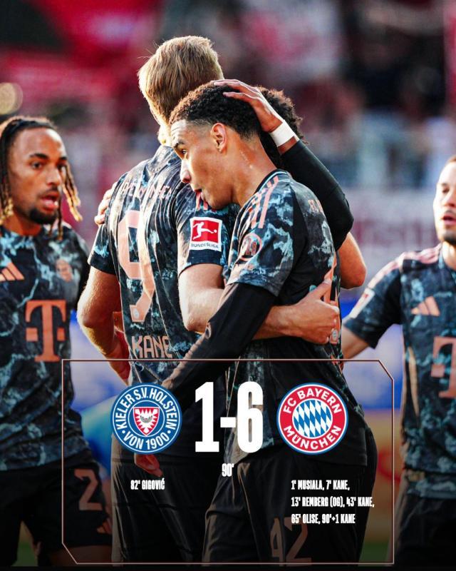 完美体育线上登录-【德甲】拜仁6比1大胜基尔，穆西亚拉闪击，凯恩戴帽